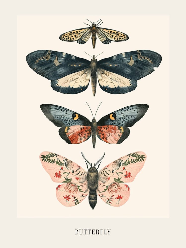 Colourful Insect Illustration Butterfly 11 Poster