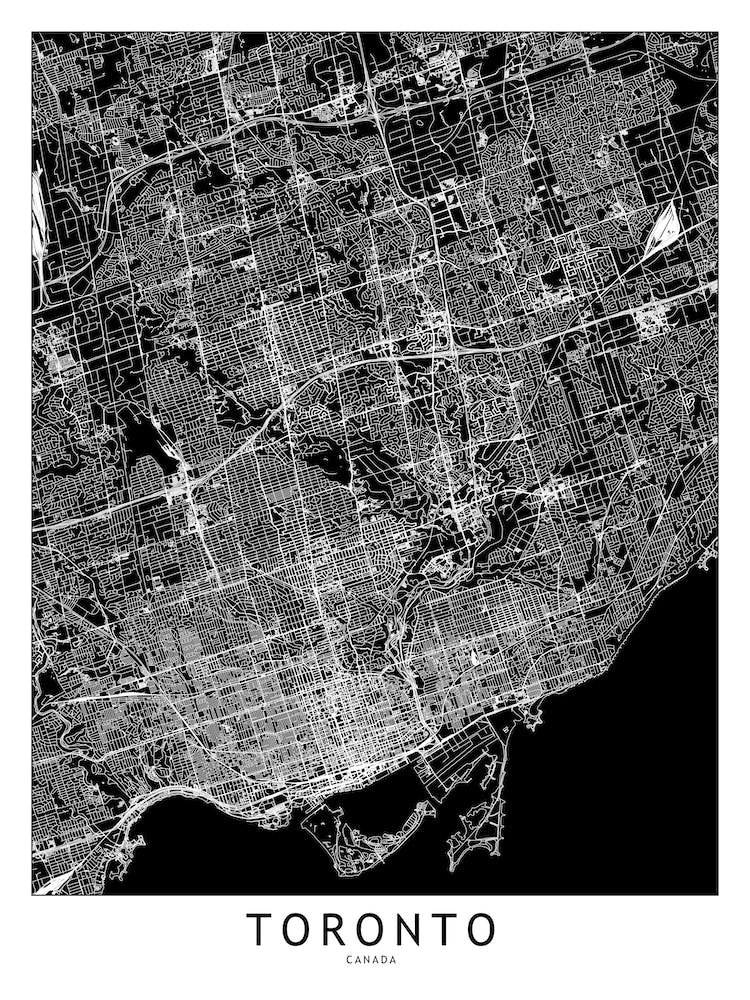 Toronto Black And White Map