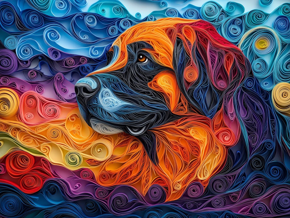 Tibetan Mastiff Paper Quilling Dog Portrait