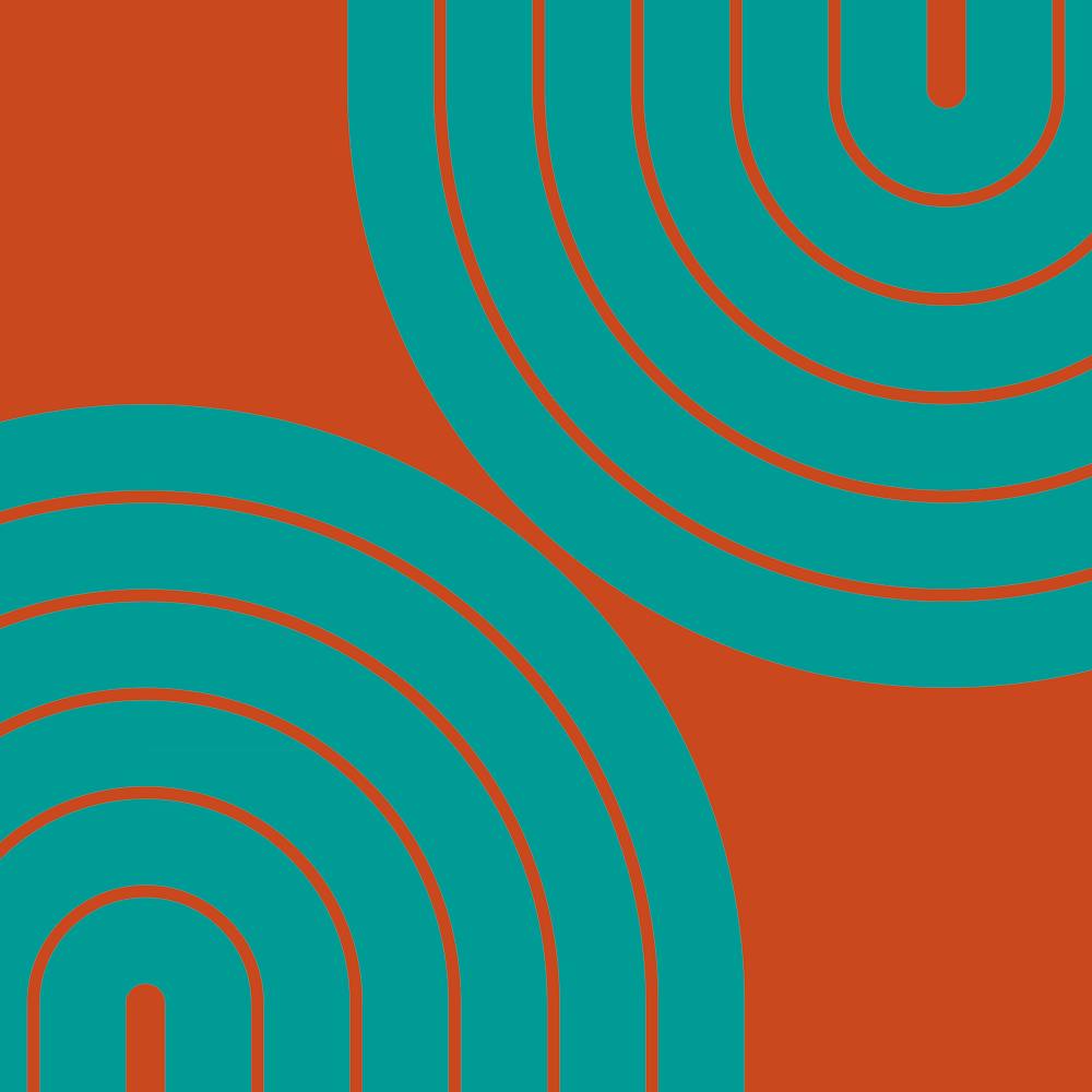 Midcentury Modern Geometric Rainbow Ivi In Persian Green And Dark Pastel Red 02