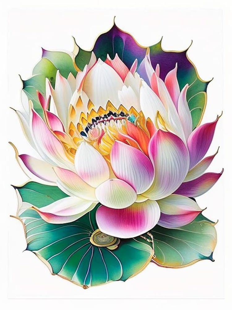 Lotus Flower, Buddhist Symbol Decoupage 6