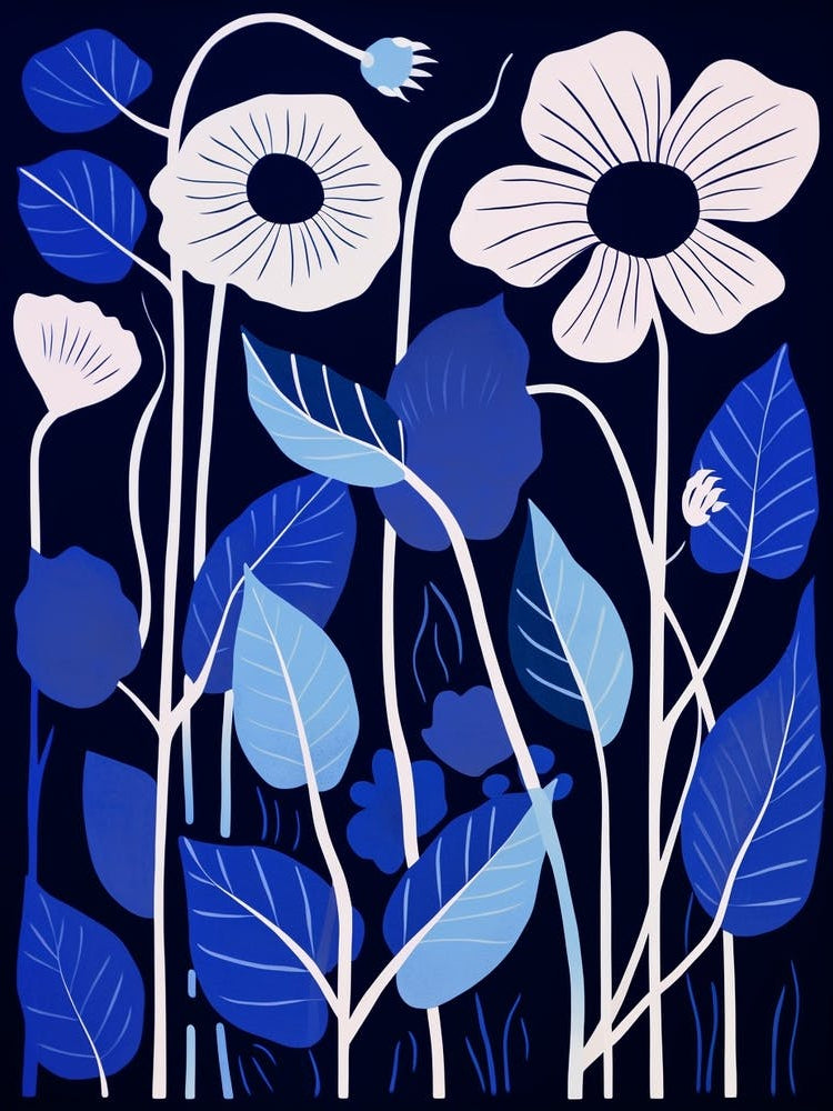 Blue Flower Illustration Moonflower 1