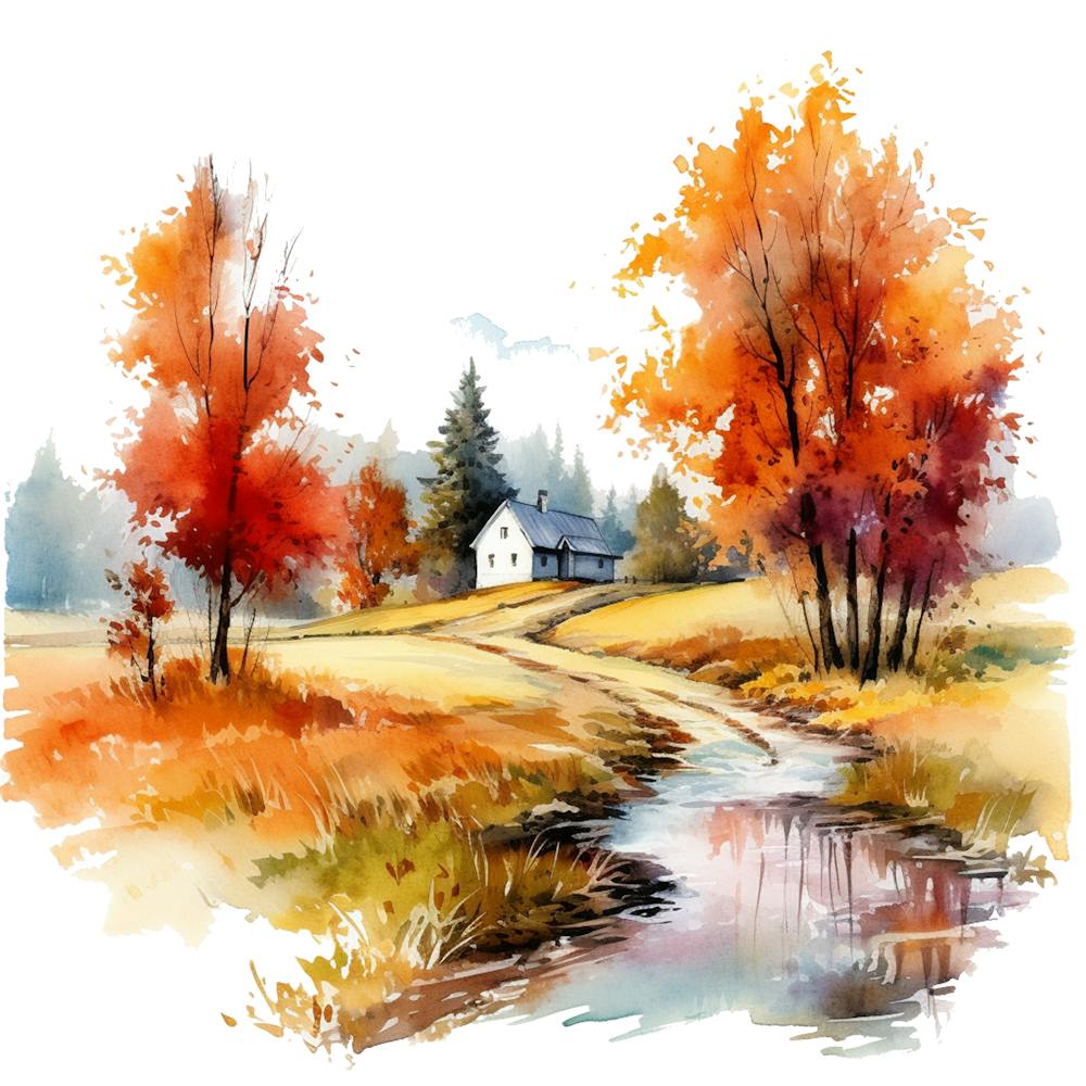 Aquarell Herbstlandschaft 27