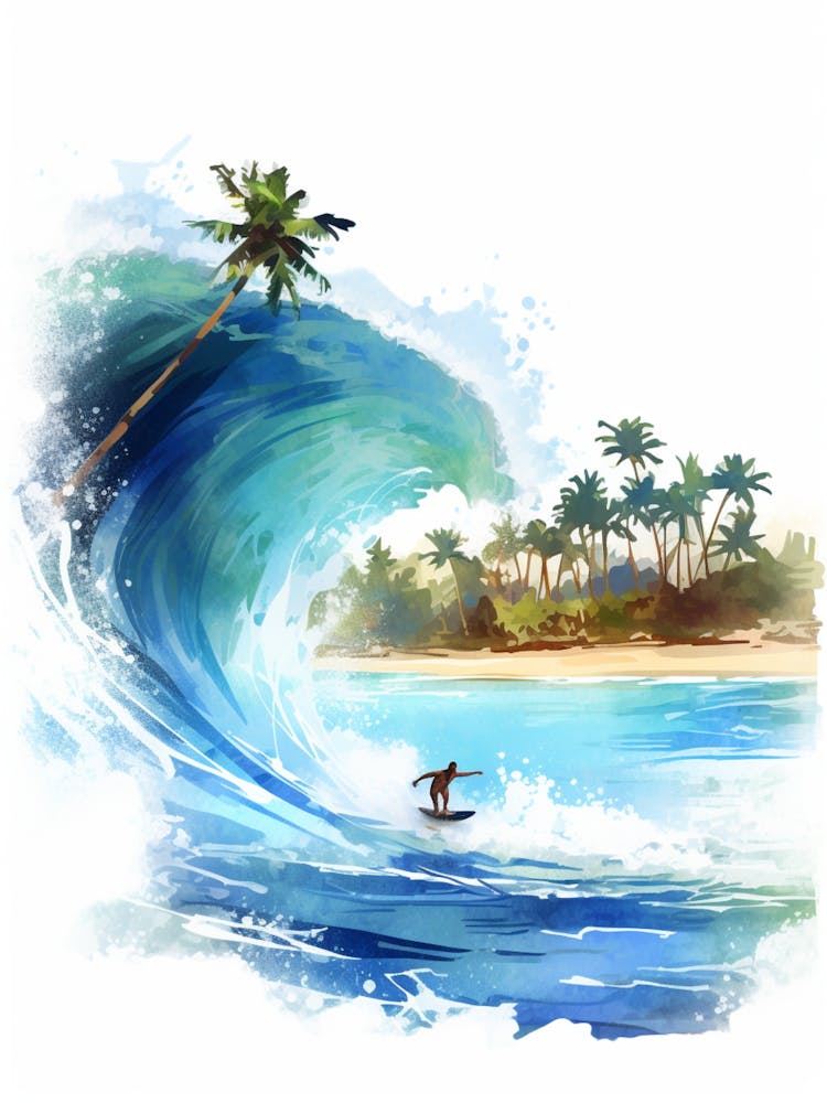 Surfing In A Wave On Anse Source D Argent, Seychelles 1