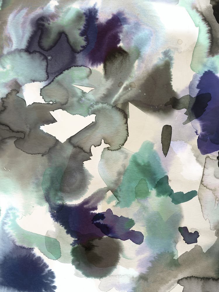 Expressive Abstract Painting Aqua Blue