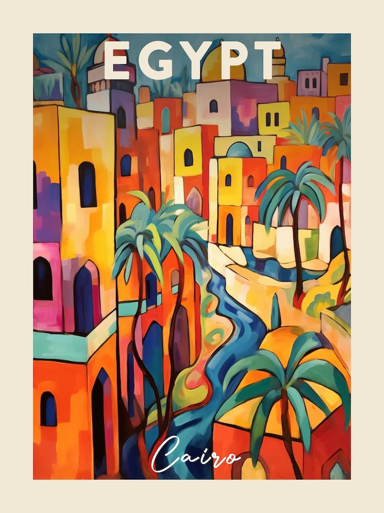 Cairo Egypt 3 Fauvist Painting  Travel Poster