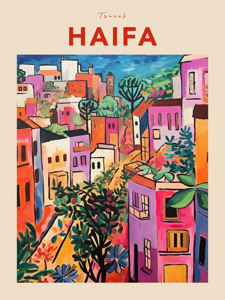 Haifa Israel 4 Fauvist Travel Poster