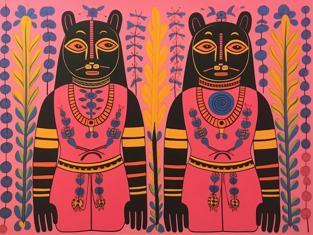Panther 1 Folk Style Animal Illustration