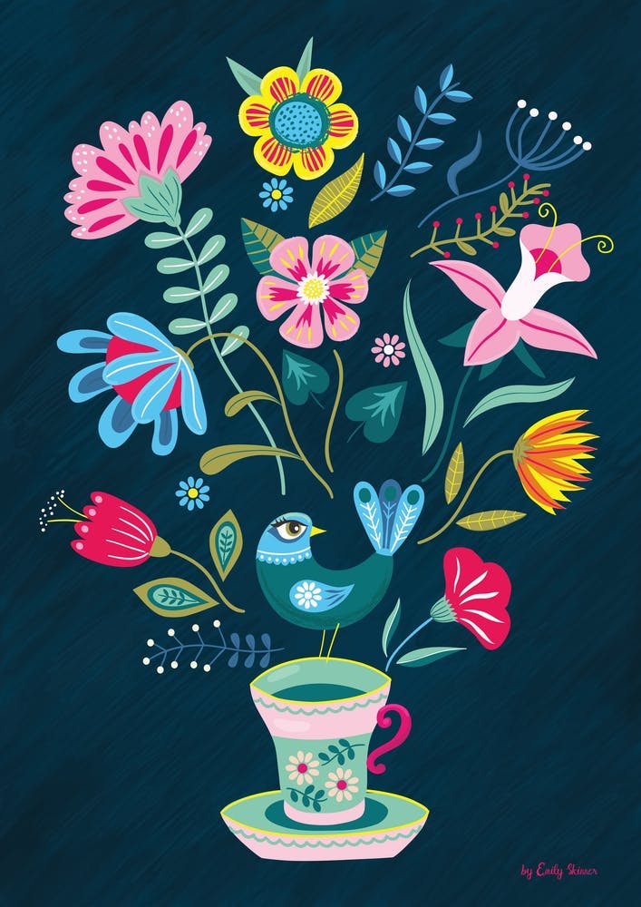 Folk Art Tea Cup