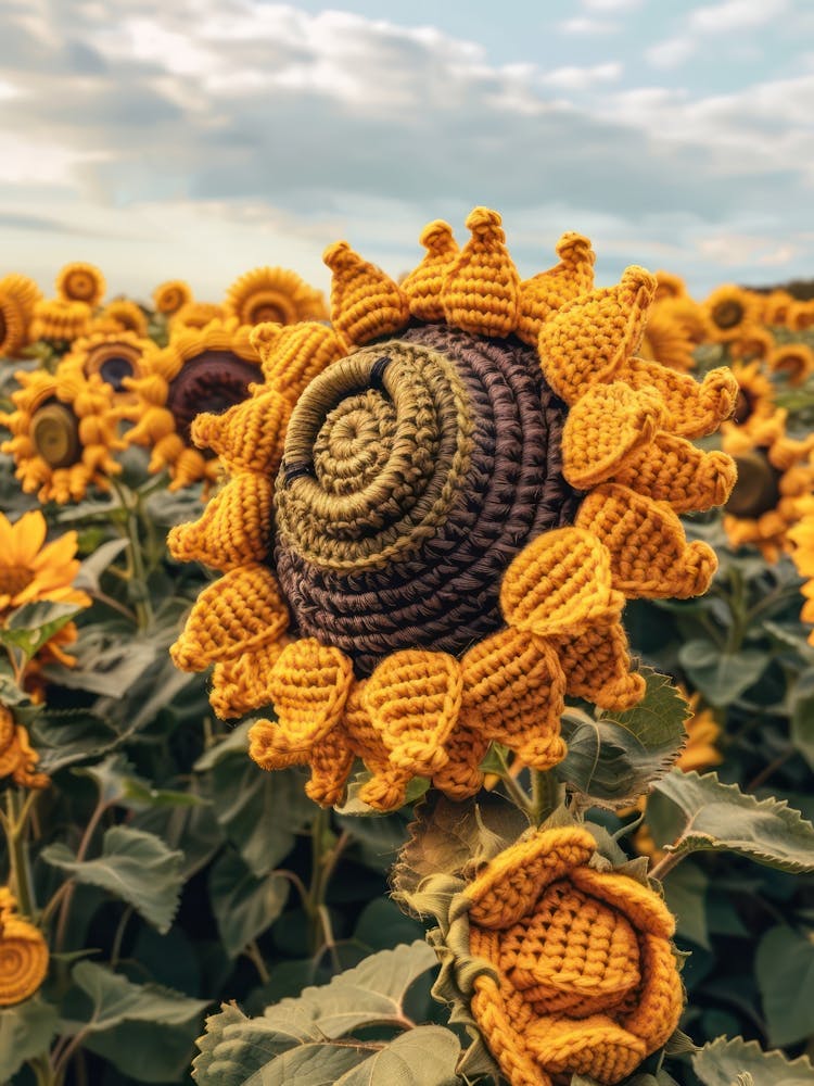 Sunflower Knitted In Crochet 5