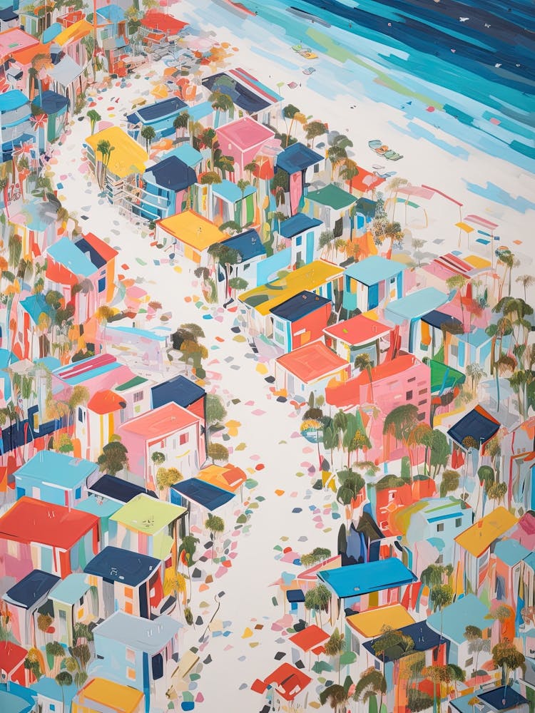 Miami Beach Summer Aerial View Painting 8