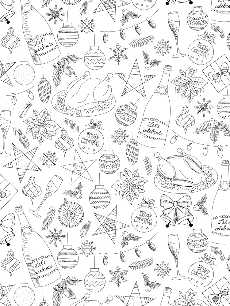 Holiday Dinner Toile Vintage Style Christmas Dinner Black and White Color in Yourself