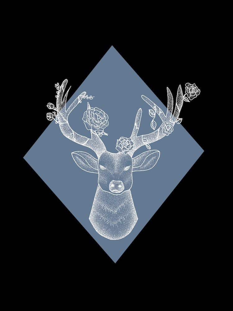 Blue Floral Stag