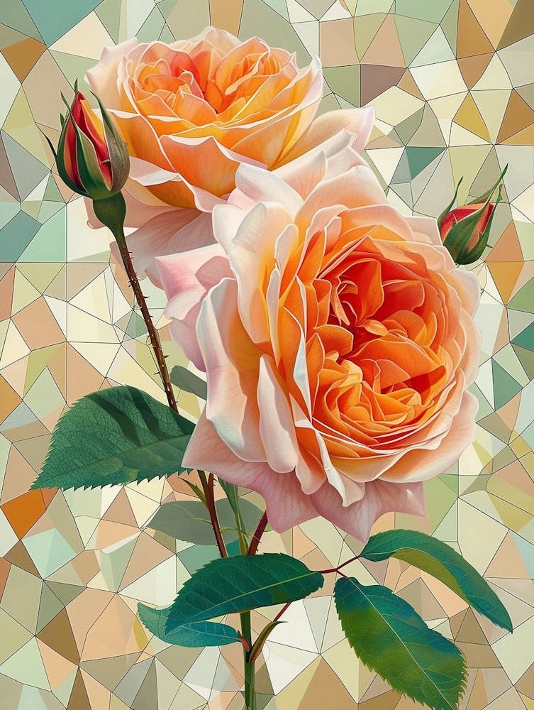 English Roses Painting Rose Geometric 6