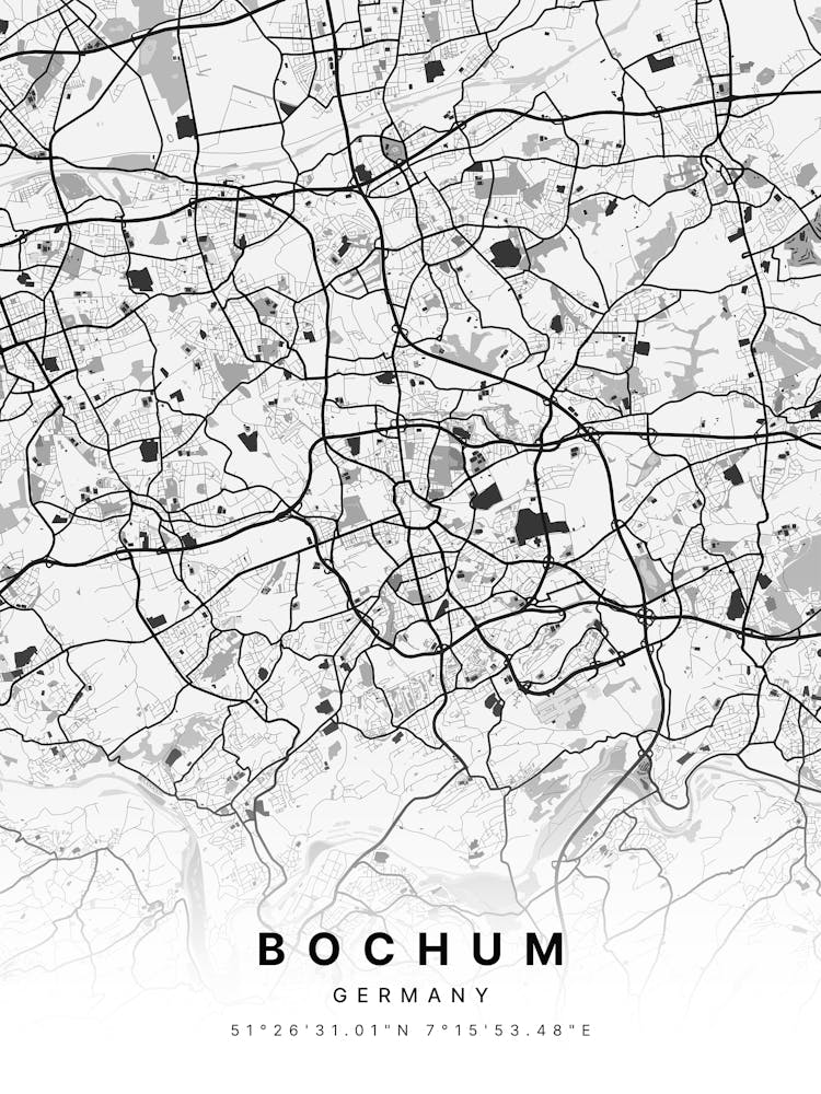 Bochum Germany White Map