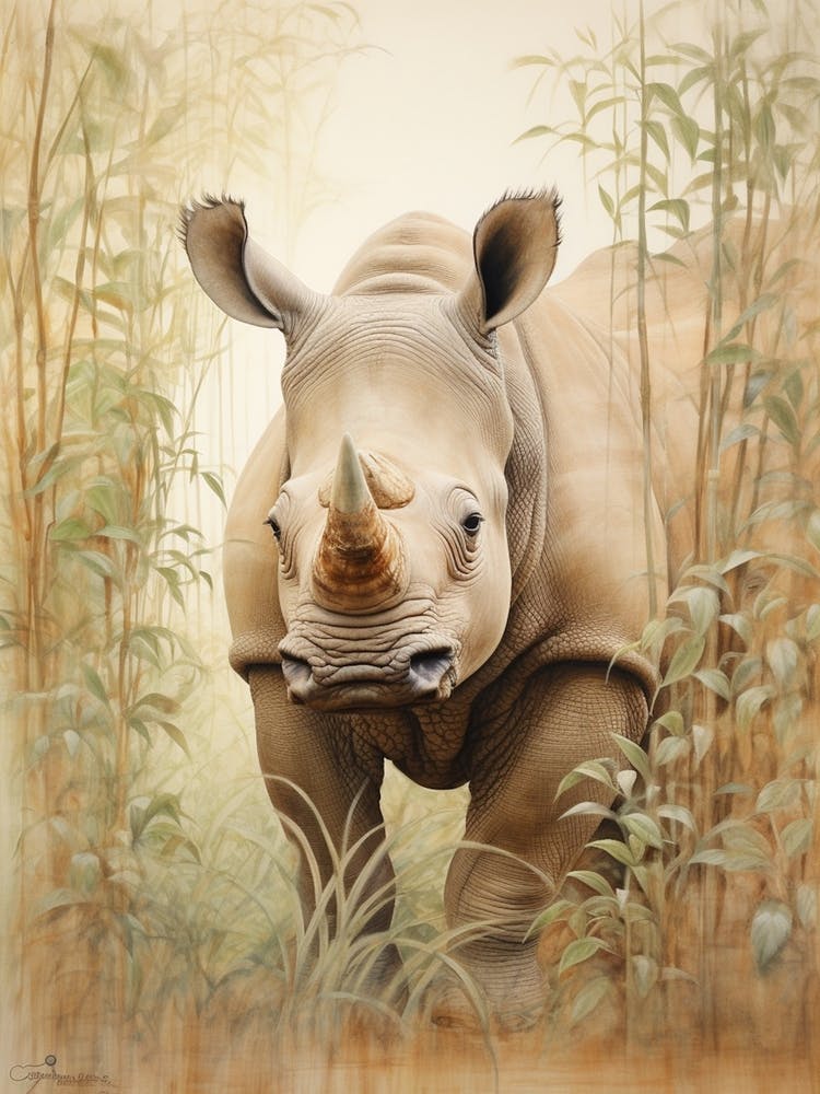 Rhino Walking Through The Landscape Illustration 6