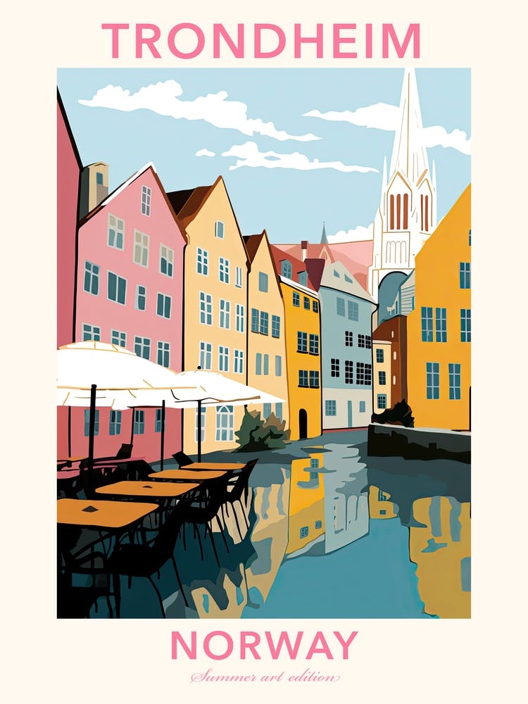 Trondheim, Norway, Flat Pastels Tones Illustration 1 Poster