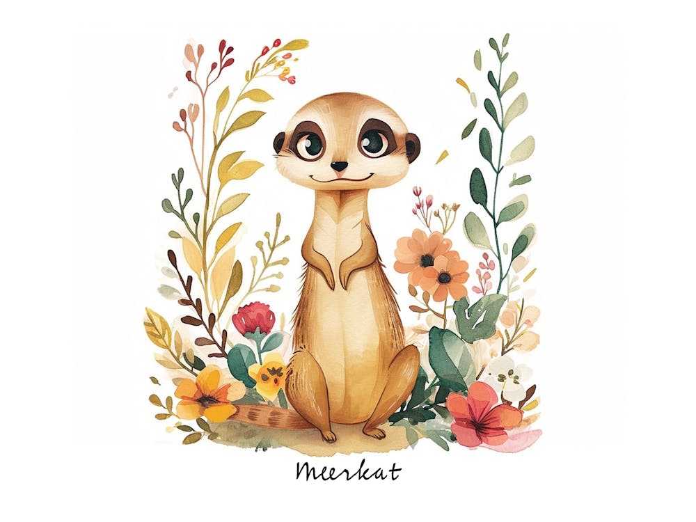 Little Floral Meerkat 3 Poster