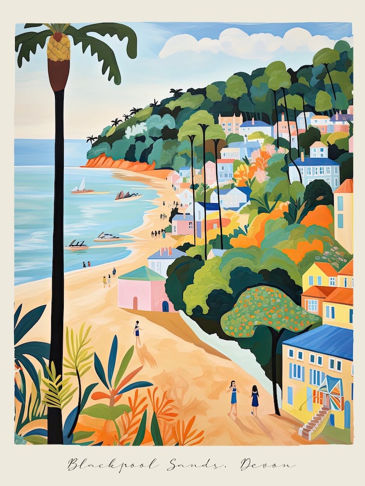 Poster Of Blackpool Sands, Devon, Matisse And Rousseau Style 2