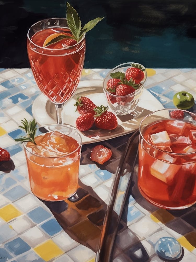 Strawberries And Cocktails In The Summer Sun 1