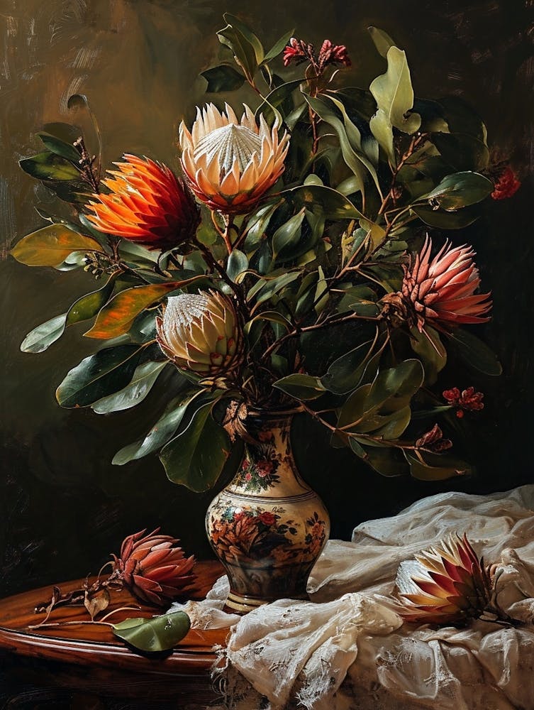 Baroque Floral Still Life Protea 2