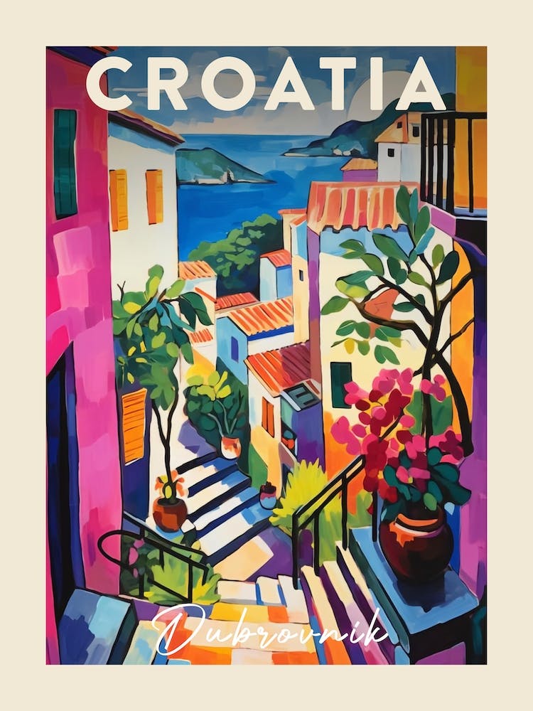 Dubrovnik Croatia 6 Fauvist Painting  Travel Poster