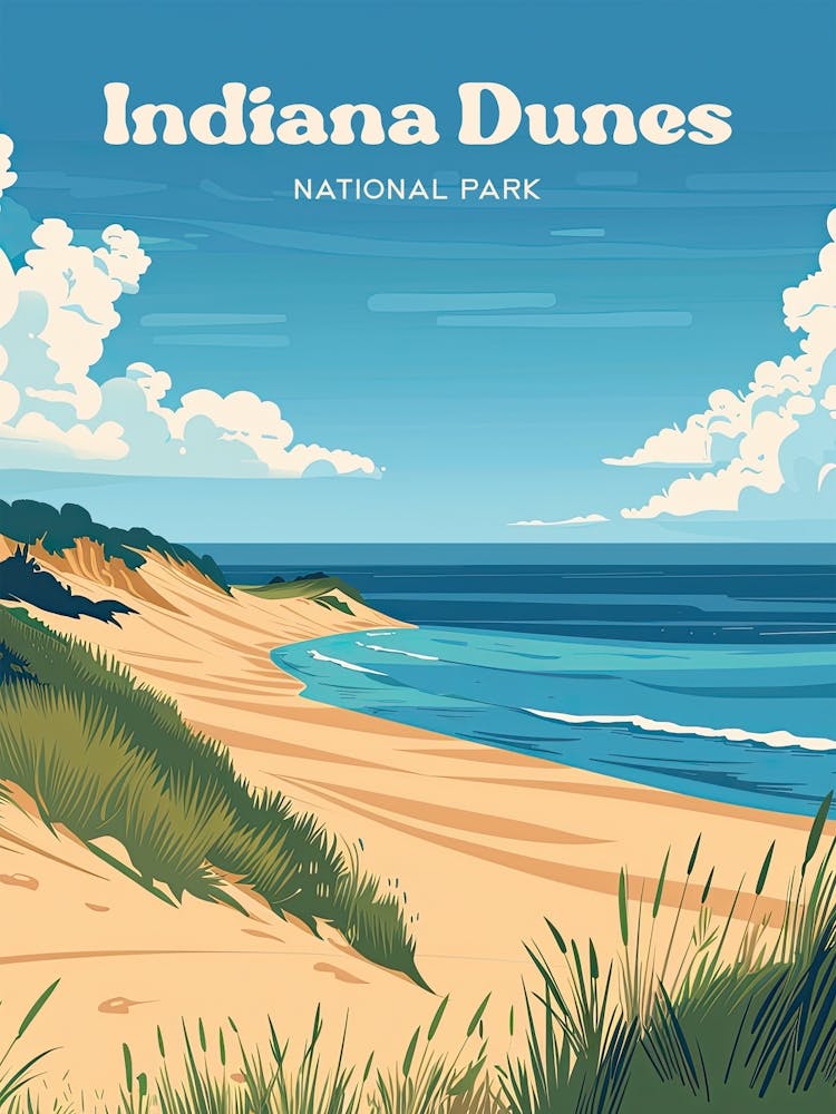 Indiana Dunes National Park Lakeshore Digital Travel Art