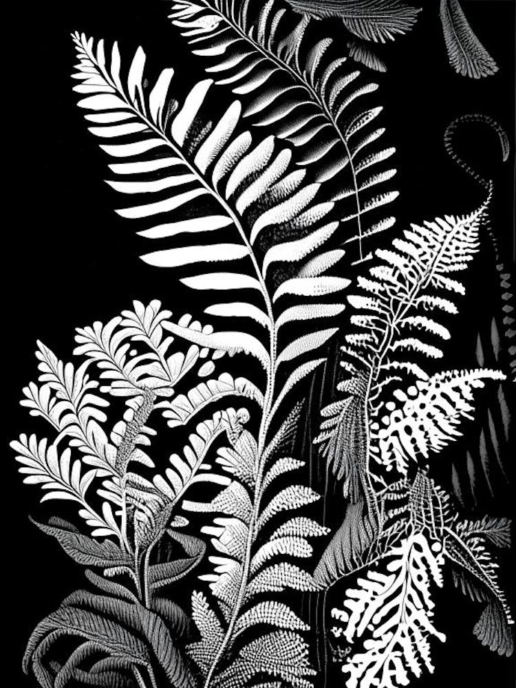 Maidenhair Spleenwort Linocut