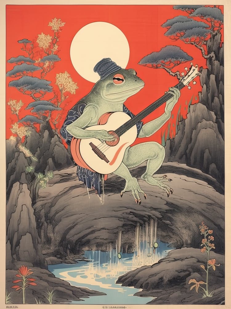 Frosch spielt Gitarre, Matsumoto Hoji inspiriert Japanisch 4