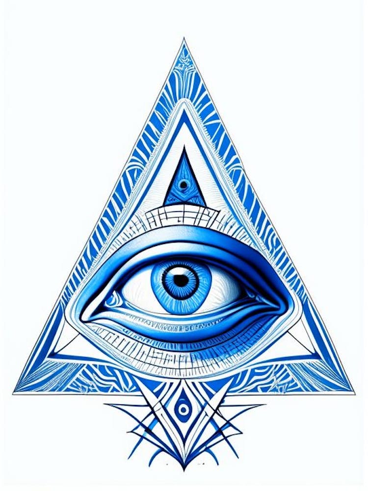 Pineal Gland, Symbol, Third Eye Blue & White 4