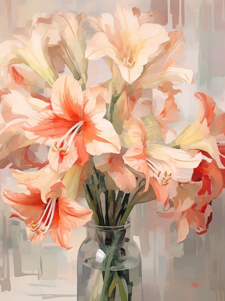 Amaryllis Flower Still Life Painting 1 Dreamy