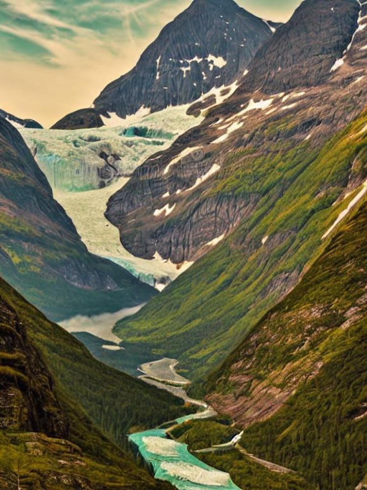 Jostedalsbreen National Park 2 Norway Vintage Poster