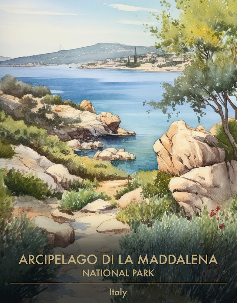 Arcipelago Di La Maddalena National Park Italy Watercolour 2