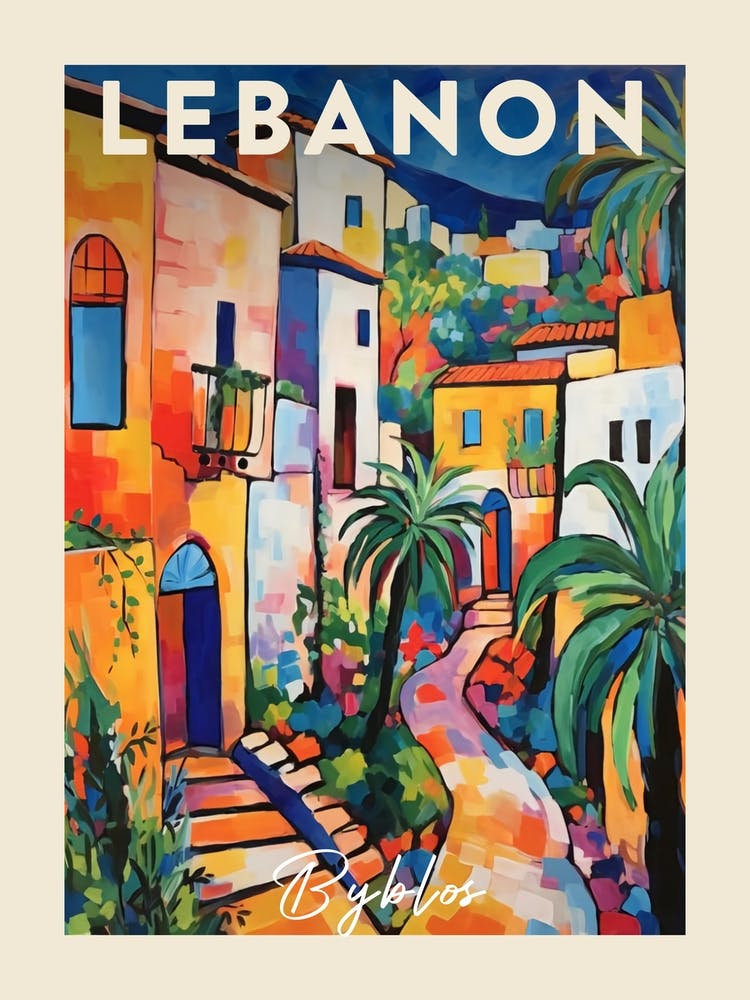 Byblos Lebanon 4 Fauvist Painting  Travel Poster