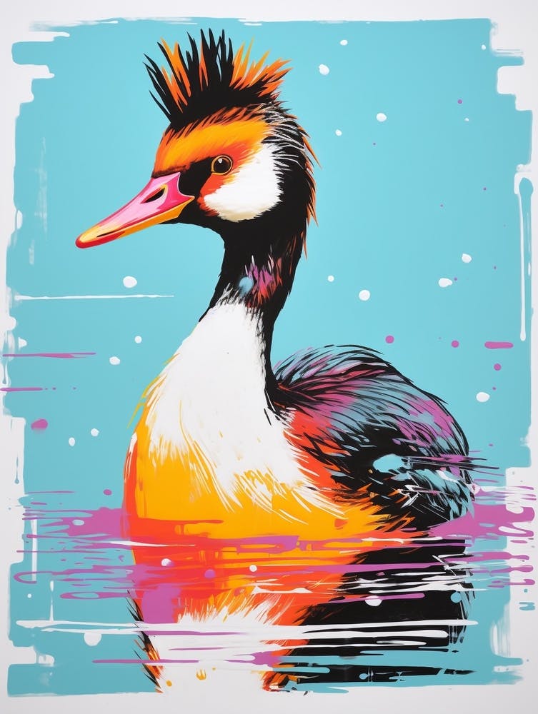Andy Warhol Style Bird Grebe 2