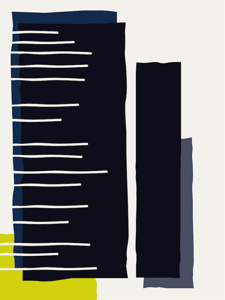 Abstract Blocks And Stripes Blue Black Lime