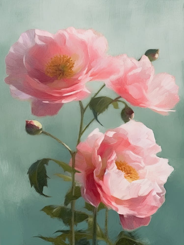 Pink Roses Flowers Acrylic Painting In Pastel Colours 4