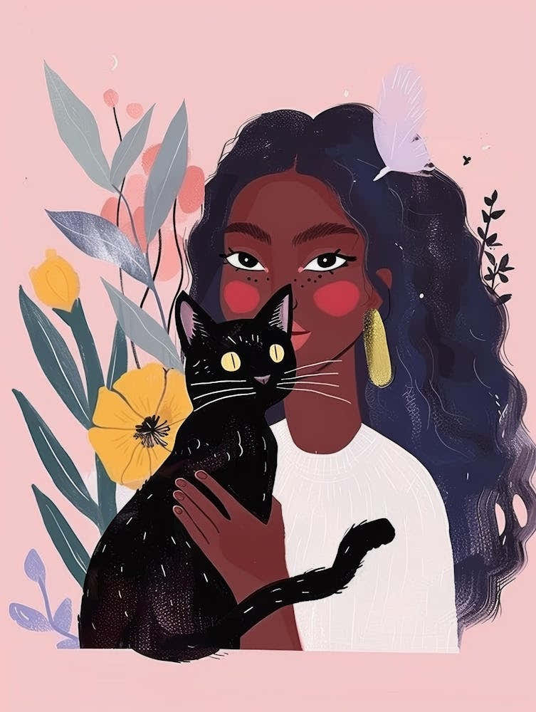 Black Girl With Cat 2