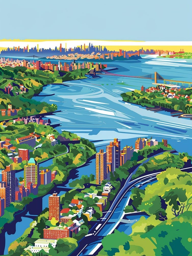 Pelham Bay New York Colourful Silkscreen Illustration 4