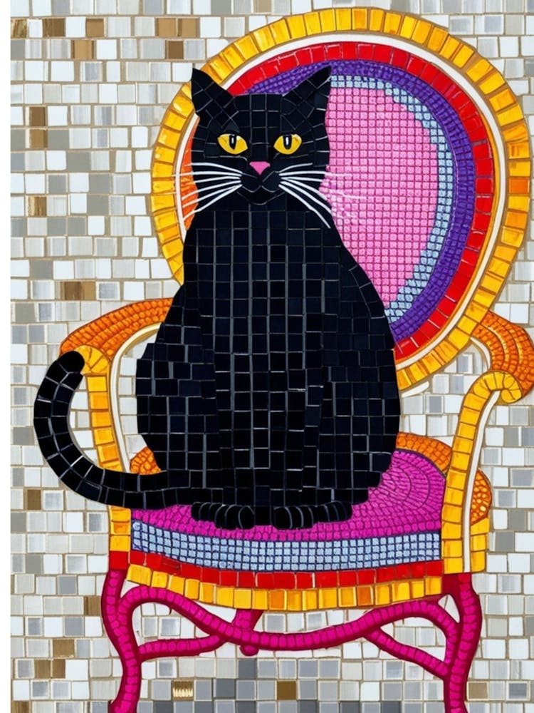 Schwarze Katze im Stuhl