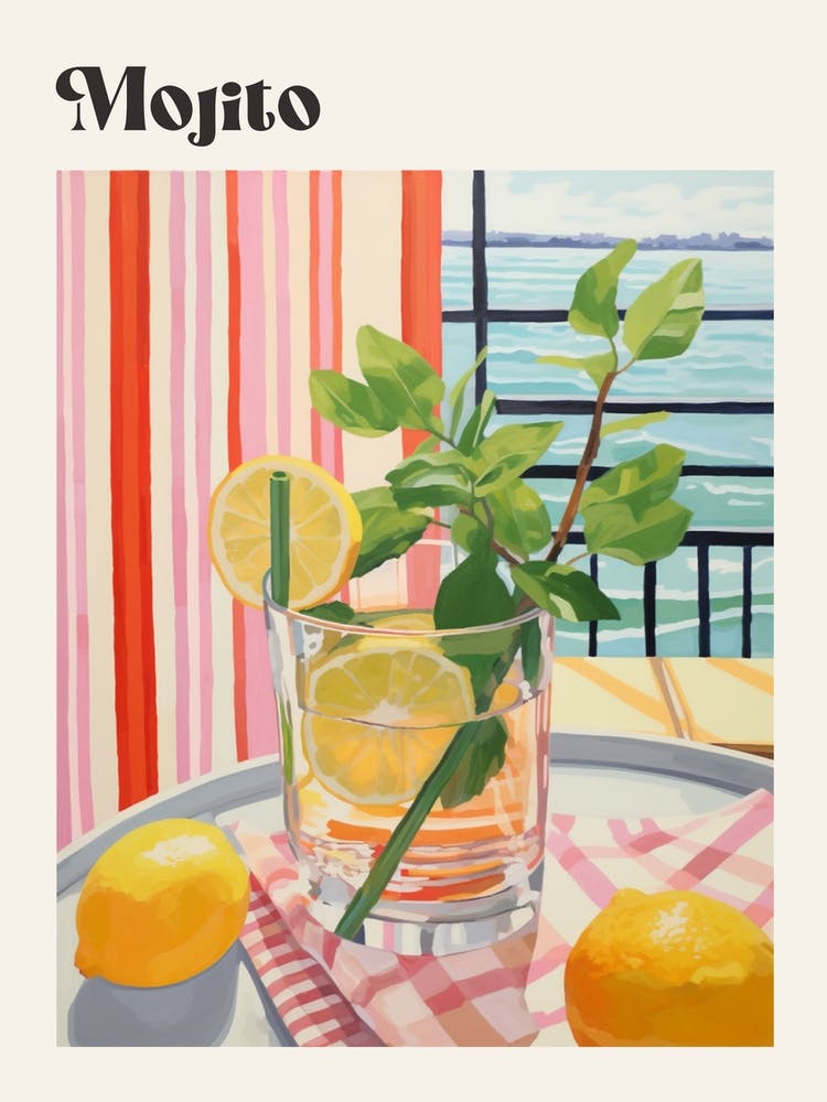 Mojito Retro Cocktail Poster