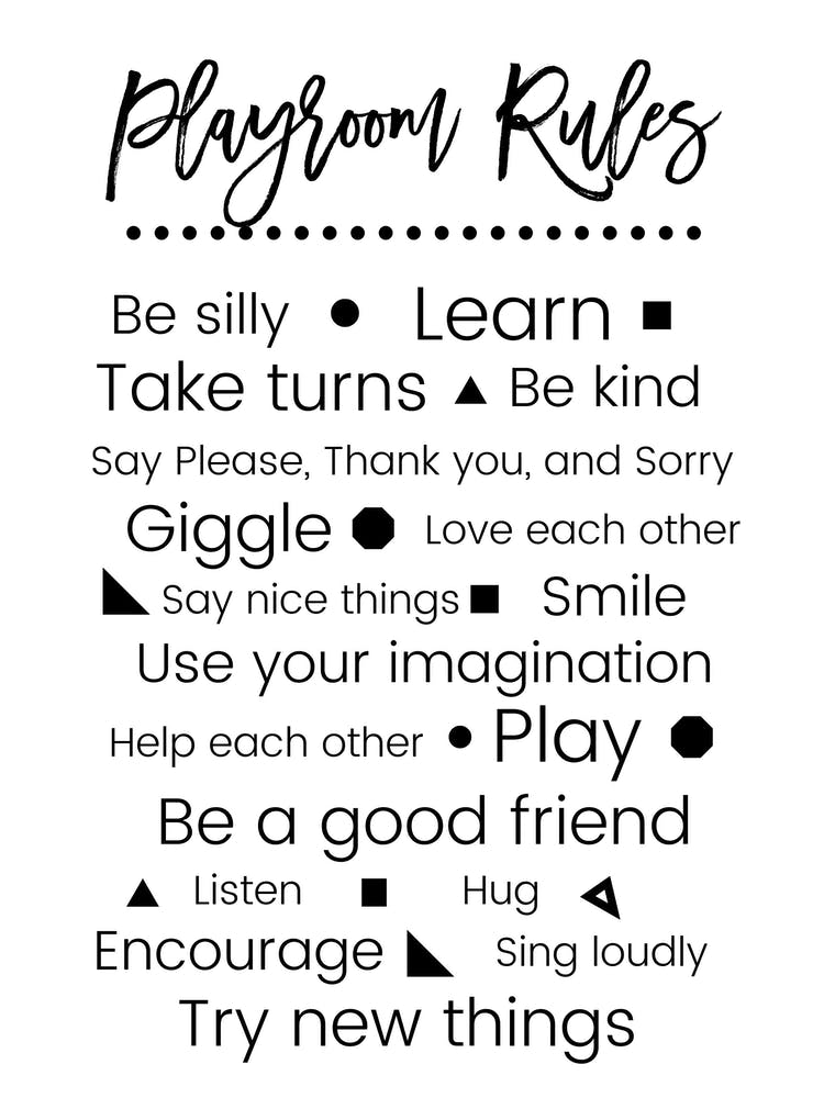 Playroom Rules Black