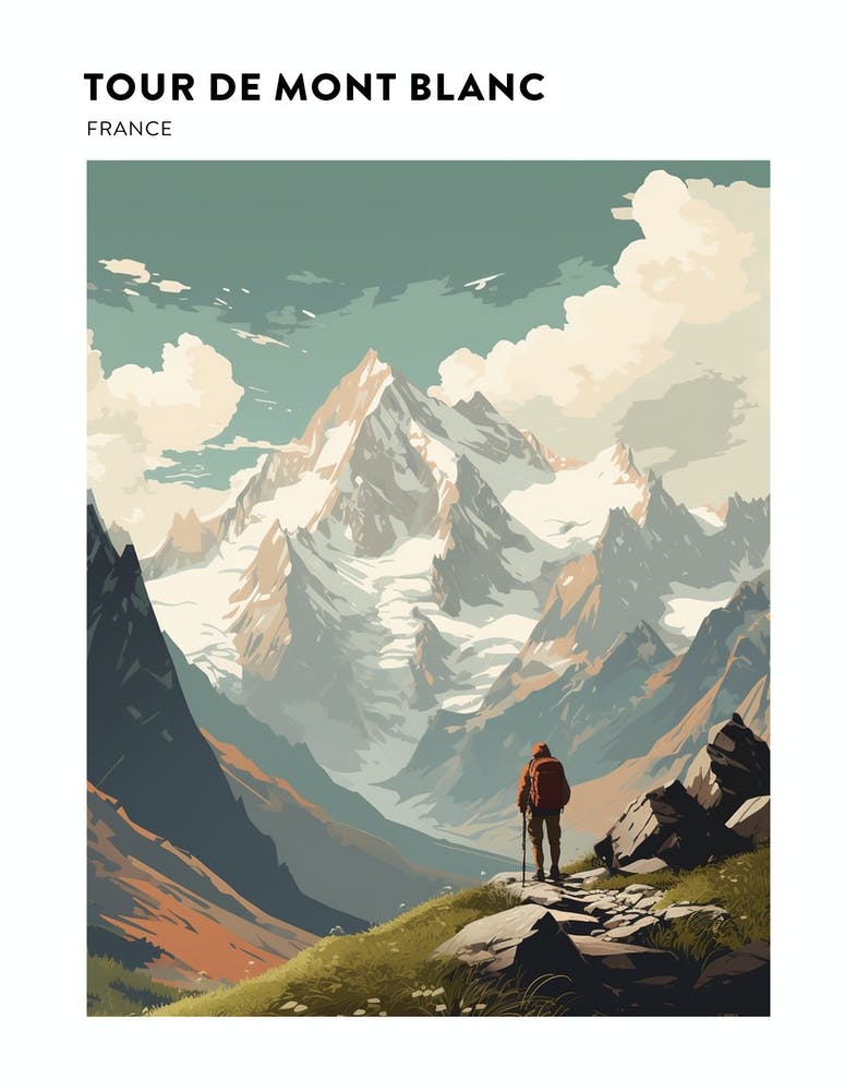Tour De Mont Blanc France 8 Hiking Trail Landscape Poster