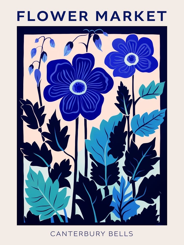 Blaues Blumenmarkt Poster Glockenblumen 2