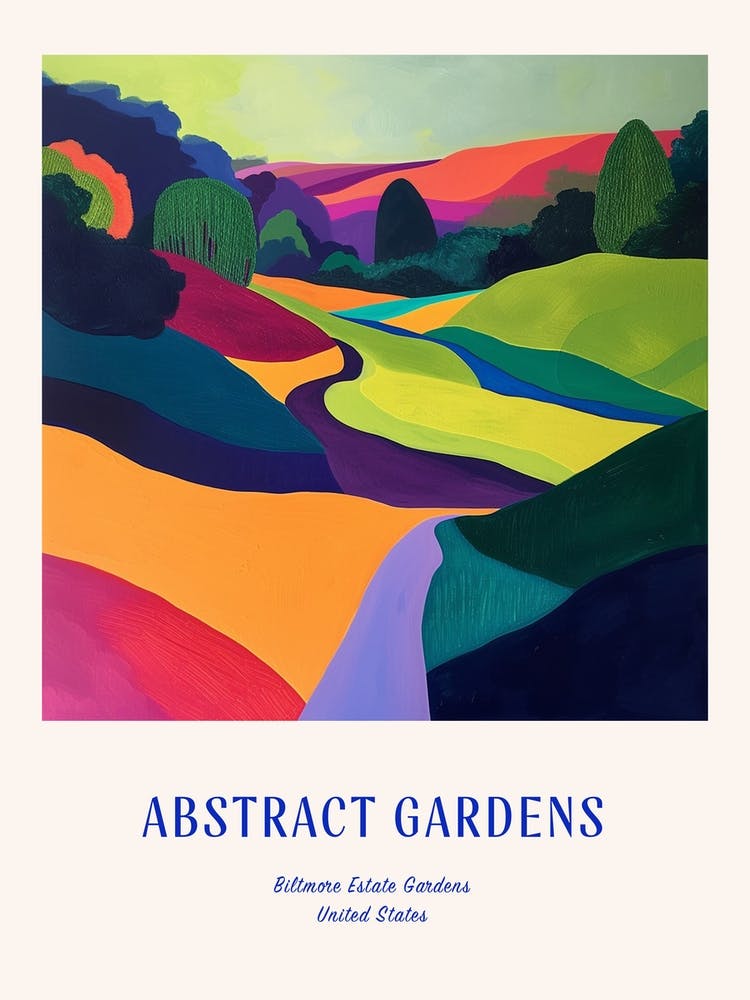 Colourful Gardens Biltmore Estate Gardens Usa 1 Blue Poster