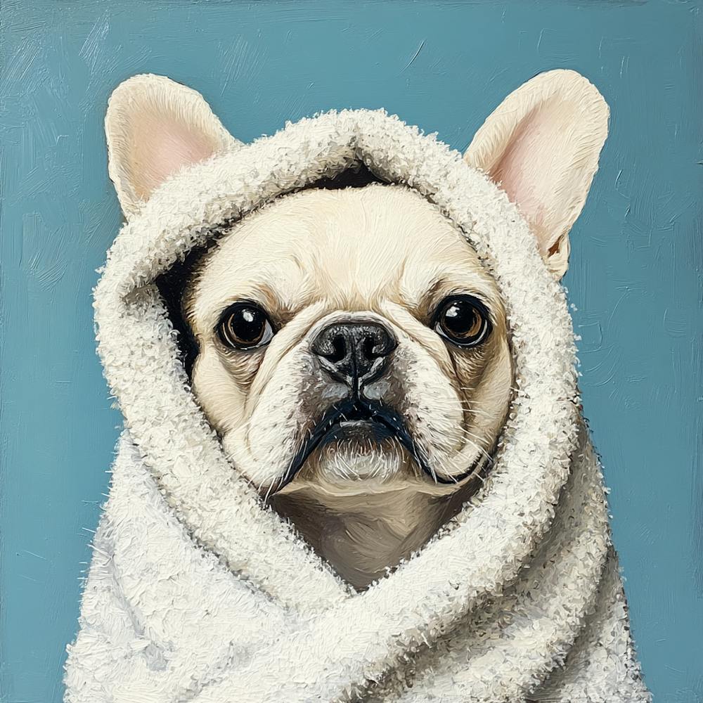 Frenchie In Bath Towel 1