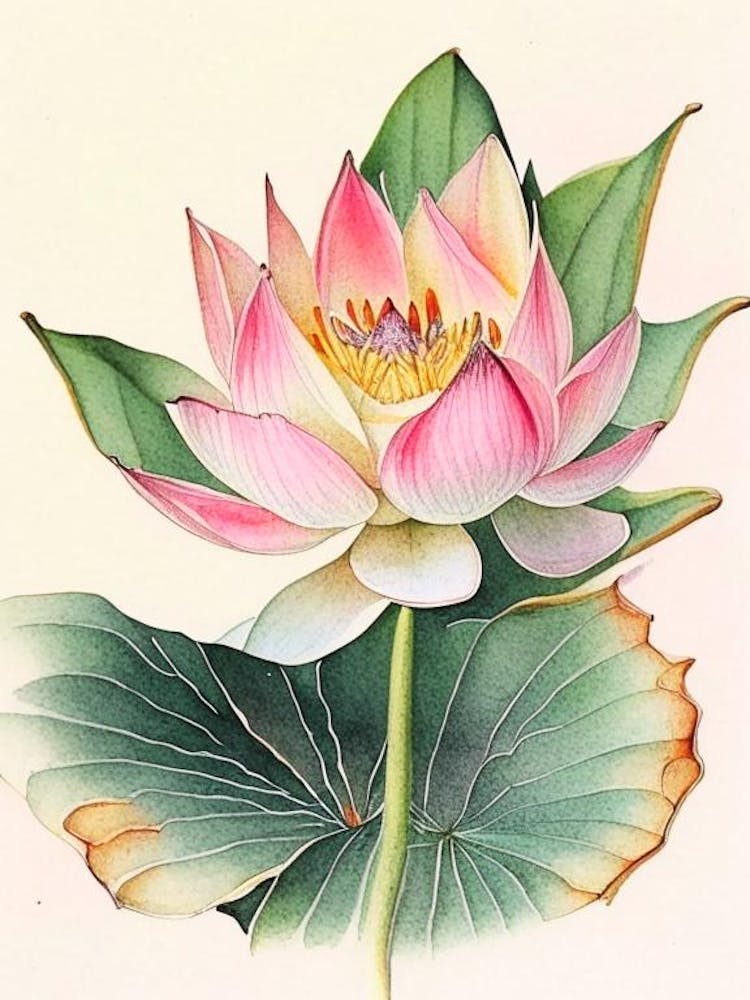 Lotus d'Amérique - Aquarelle Encre Crayon 3
