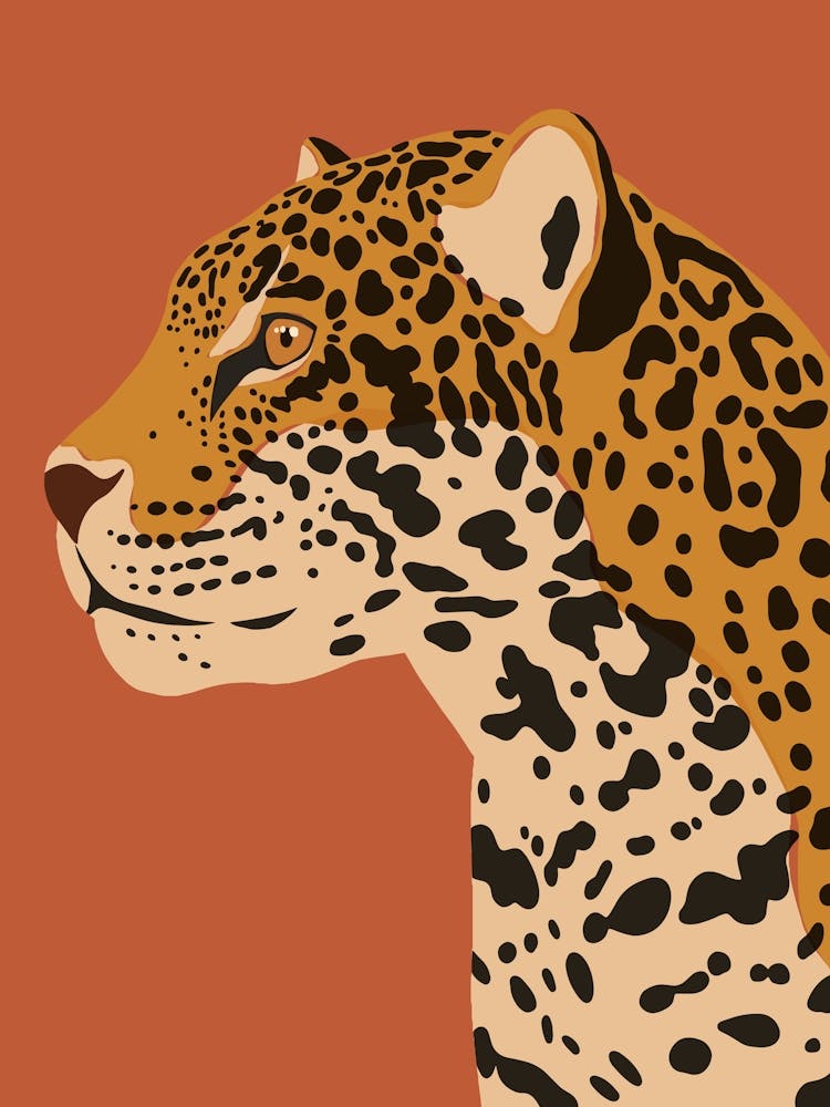 Jungle Safari Jaguar on Red Brown