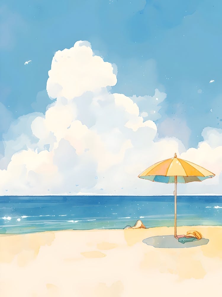Watercolor Of A Beach 7