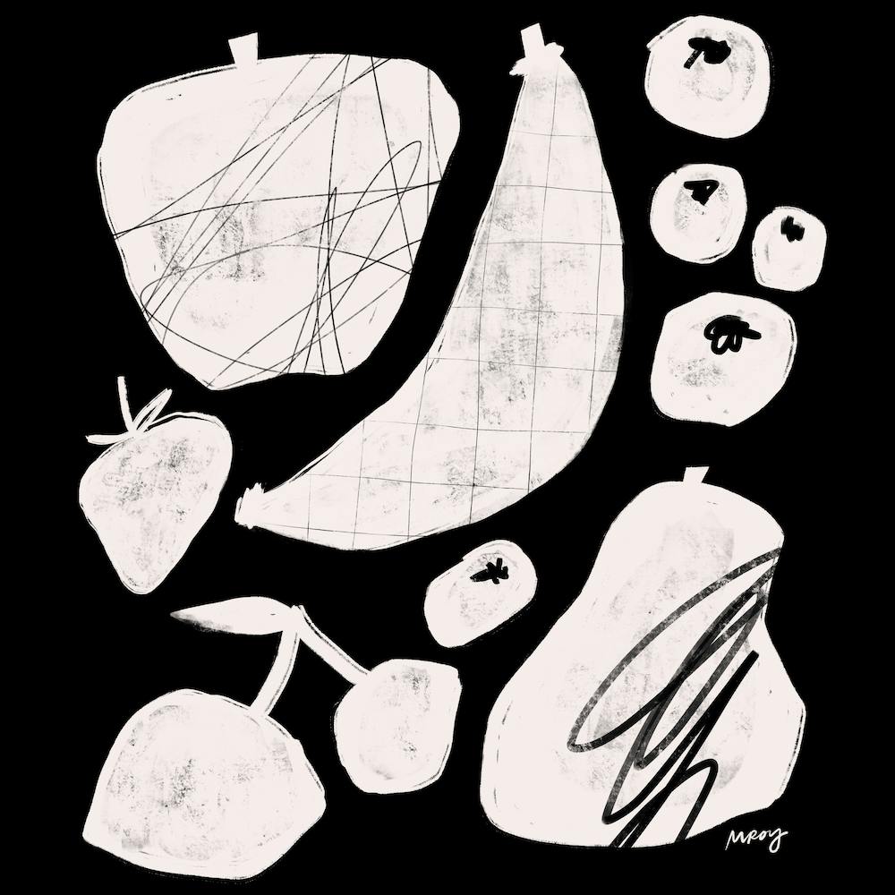 Abstract Fruit Black Square